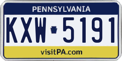 PA license plate KXW5191