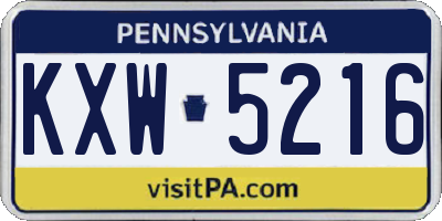 PA license plate KXW5216