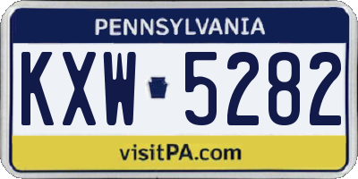 PA license plate KXW5282