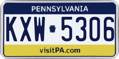 PA license plate KXW5306