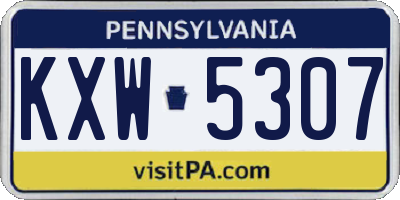 PA license plate KXW5307