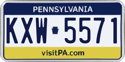 PA license plate KXW5571