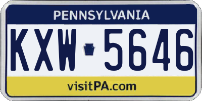 PA license plate KXW5646