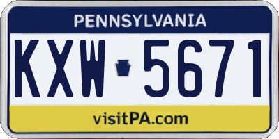 PA license plate KXW5671