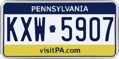 PA license plate KXW5907