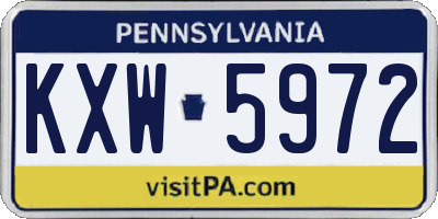 PA license plate KXW5972