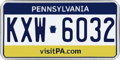 PA license plate KXW6032