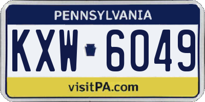 PA license plate KXW6049