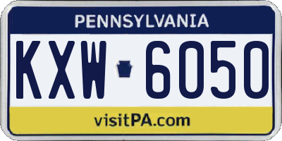 PA license plate KXW6050