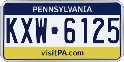 PA license plate KXW6125