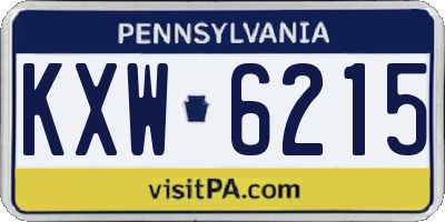 PA license plate KXW6215