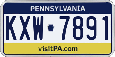 PA license plate KXW7891