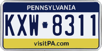 PA license plate KXW8311