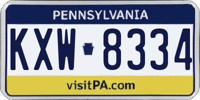 PA license plate KXW8334