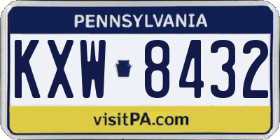 PA license plate KXW8432