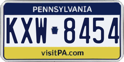 PA license plate KXW8454