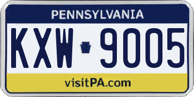 PA license plate KXW9005