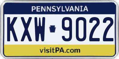 PA license plate KXW9022