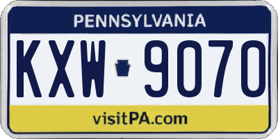 PA license plate KXW9070