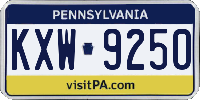 PA license plate KXW9250