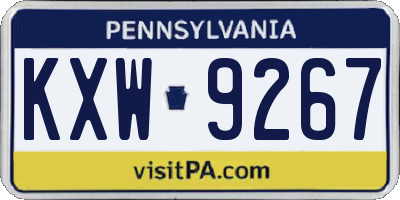 PA license plate KXW9267