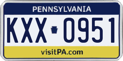 PA license plate KXX0951