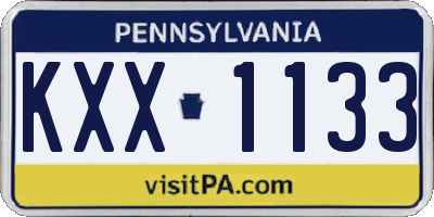 PA license plate KXX1133