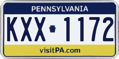PA license plate KXX1172