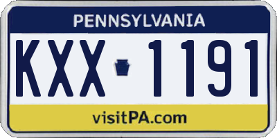 PA license plate KXX1191
