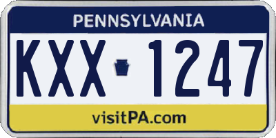 PA license plate KXX1247