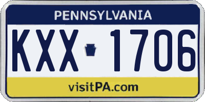 PA license plate KXX1706