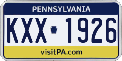 PA license plate KXX1926