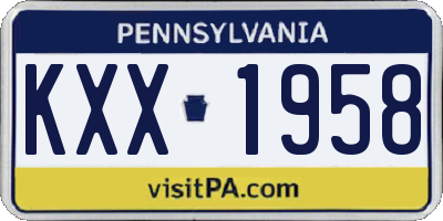 PA license plate KXX1958