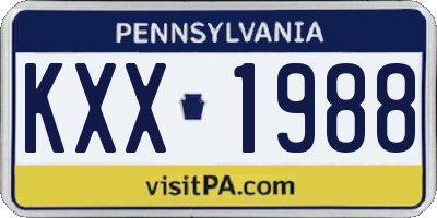 PA license plate KXX1988