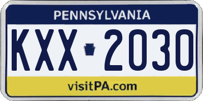 PA license plate KXX2030