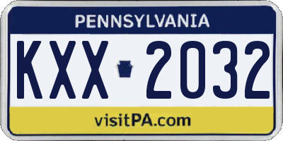 PA license plate KXX2032