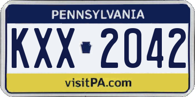 PA license plate KXX2042