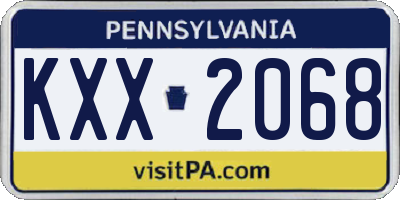 PA license plate KXX2068