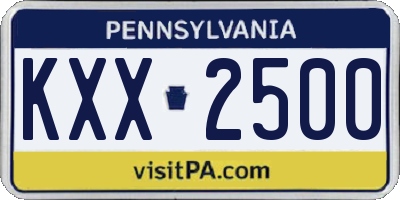 PA license plate KXX2500