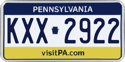 PA license plate KXX2922