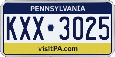PA license plate KXX3025