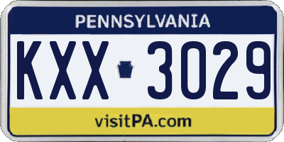 PA license plate KXX3029