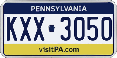PA license plate KXX3050