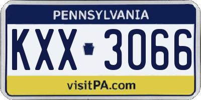 PA license plate KXX3066