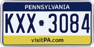 PA license plate KXX3084