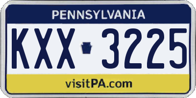PA license plate KXX3225