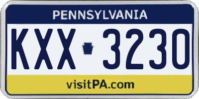 PA license plate KXX3230
