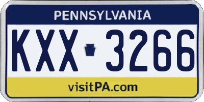 PA license plate KXX3266