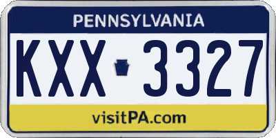 PA license plate KXX3327