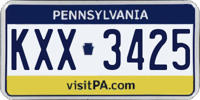 PA license plate KXX3425